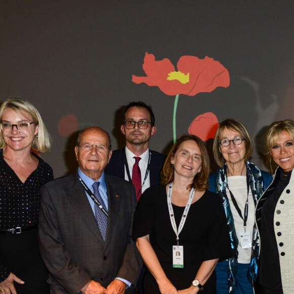 Jean-Luc Martinez, Brigitte Macron, Francoise Nyssen et Marc Ladreit de Lacharriere - Visite du Louvre Abu Dhabi, le 8 novembre 2017.