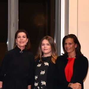 La princesse Caroline de Hanovre, Camille Gottlieb et la princesse Stéphanie de Monaco lors de la soirée hommage à la princesse Grace de Monaco avec la projection du film The Country Girl (Une fille de la province), sorti en 1954 et pour lequel Grace Kelly reçut l'Oscar de la meilleure actrice, au théâtre Princesse Grace à Monaco le 11 novembre 2017. Cette projection, suivie d'un dîner, était organisée par la Fondation Princesse Grace et Dani Carew. © Bruno Bebert / Bestimage