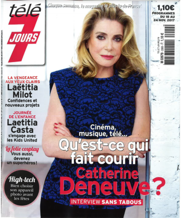 Catherine Deneuve en couverture du magazine Télé 7 Jours du 18 au 24 novembre 2017