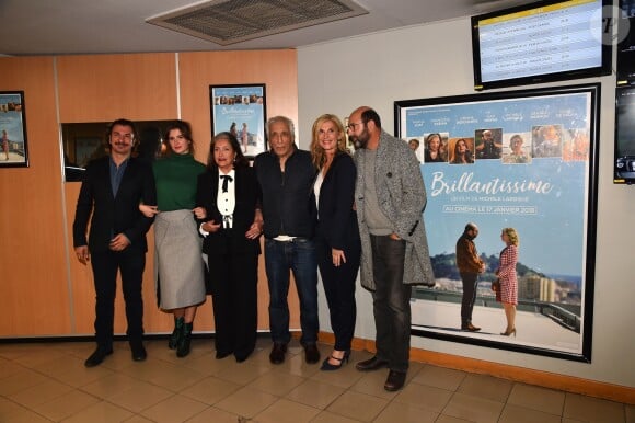 Exclusif - Michaël Youn, Oriane Deschamps (la fille de M. Laroque), Françoise Fabian, Gérard Darmon, Michèle Laroque et Kad Merad - Présentation du film de M. Laroque "Brillantissime" en avant-première à Nice aux Pathé Cinémas, le 10 novembre 2017. © Bruno Bebert/Bestimage