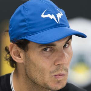 Conférence de presse de Rafael Nadal qui abandonne suite à un problème au genou en quart de finale du tournoi de tennis "Rolex Paris Masters" à Paris le 3 novembre 2017. © Veeren-Perusseau/Bestimage