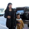 Jennifer Hudson arrive avec son fils David et un ami à l'aéroport de LAX à Los Angeles, le 23 février 2015