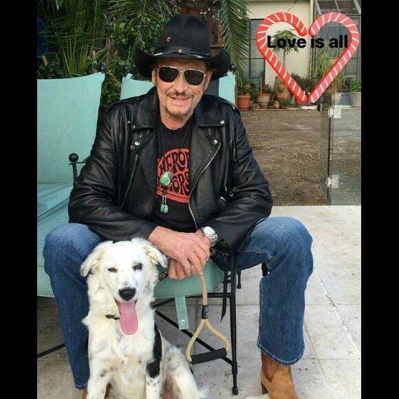 Johnny Hallyday publie une photo avec sa chienne Cheyenne sur Instagram le 21 novembre 2017, deux jours après la fin de son hospitalisation.