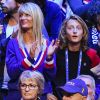 Isabelle Camus, Joalukas Noah ( femme et fils de Yannick Noah ) et Jean Claude Camus - 1er match de la Finale de la coupe Davis opposant la France à la Belgique remporté par Goffin (7-5, 6-3, 6-1) au Stade Pierre Mauroy à Lille , le 24 novembre 2017. © Perusseau - Ramsamy / Bestimage