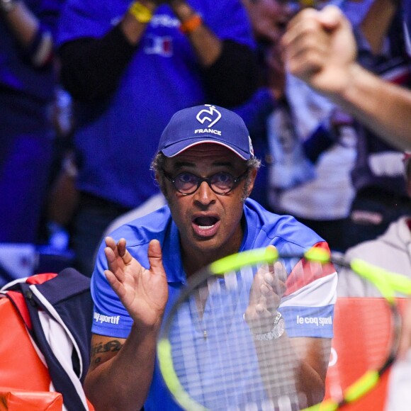 Yannick Noah - 1er match de la Finale de la coupe Davis opposant la France à la Belgique remporté par Jo-Wilfried Tsonga (6-3, 6-2, 6-1) au Stade Pierre Mauroy à Lille , le 24 novembre 2017. © Perusseau - Ramsamy / Bestimage