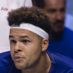 Jo-Wilfried Tsonga et Yannick Noah - 1er match de la Finale de la coupe Davis opposant la France à la Belgique remporté par Jo-Wilfried Tsonga (6-3, 6-2, 6-1) au Stade Pierre Mauroy à Lille , le 24 novembre 2017. © Perusseau - Ramsamy / Bestimage