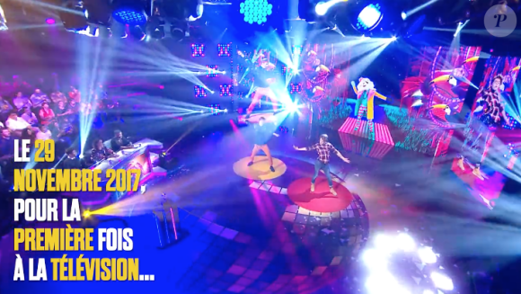 Image de la finale de la Just Dance World Cup, le 29 novembre 2017, animée par Ayem Nour et Benoît Dubois, sur NRJ 12.