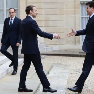 Le Président de la République, Emmanuel Macron reçoit le premier ministre du Gouvernement régional du Kurdistan, Nechirvan Barzani, pour un entretien au Palais de l'Elysée Paris, France, le 2 décembre 2017. © Stephane Lemouton / Bestimage