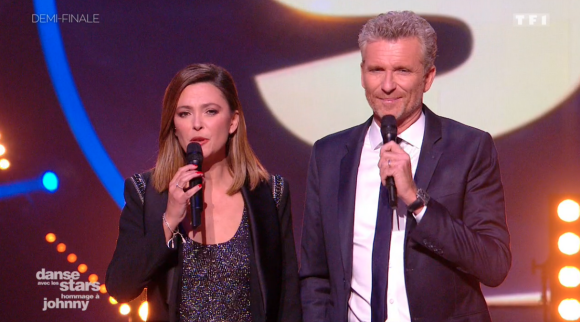 Sandrine Quétier et Denis Brogniart lors de la demi-finale de "Danse avec les stars 8" (TF1) samedi 9 décembre 2017.