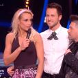 Elodie Gossuin, Christian Millette et Chris Marques lors du prime de demi-finale de "Danse avec les stars 8" (TF1), le 9 décembre 2017.