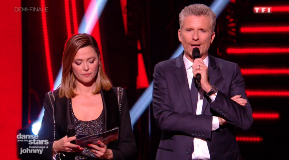 Sandrine Quétier et Denis Brogniart lors de la demi-finale de "Danse avec les stars 8" (TF1) le 9 décembre 2017.