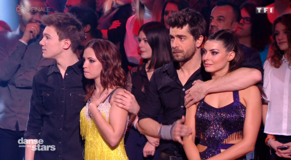 Lenni-Kim et Marie Denigot ainsi qu'Agustin Galiana et sa danseuse Candice Pascal lors de la demi-finale de "Danse avec les stars 8" (TF1) le 9 décembre 2017.