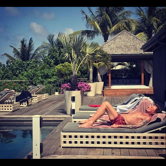 Johnny Hallyday lors de ses dernières vacances à Saint-Barthélemy, Instagram, le 30 août 2017.