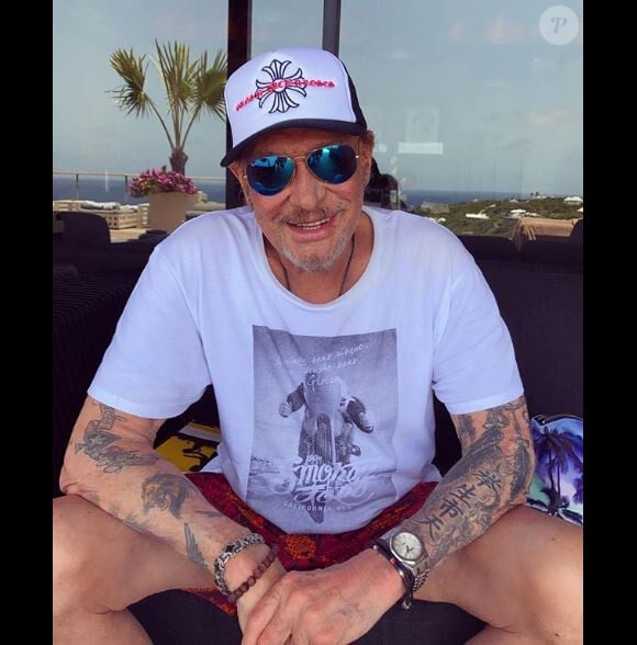 Johnny Hallyday lors de ses dernières vacances à Saint-Barthélemy, Instagram, le 1er août 2017.