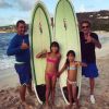 Johnny Hallyday avec ses filles Jade et Joy lors de vacances à Saint-Barthélemy, Instagram, le 1er septembre 2015.
