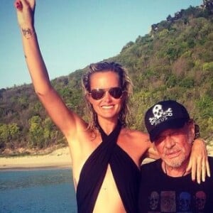 Laeticia et Johnny Hallyday lors de vacances à Saint-Barthélemy, Instagram, le 6 septembre 2014.