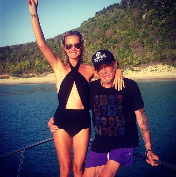 Laeticia et Johnny Hallyday lors de vacances à Saint-Barthélemy, Instagram, le 6 septembre 2014.