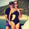 Laeticia et Johnny Hallyday lors de vacances à Saint-Barthélemy, Instagram, le 27 août 2014.