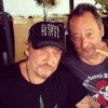 Johnny Hallyday et son ami Jean Reno lors de vacances à Saint-Barthélemy, Instagram, le 14 août 2014.