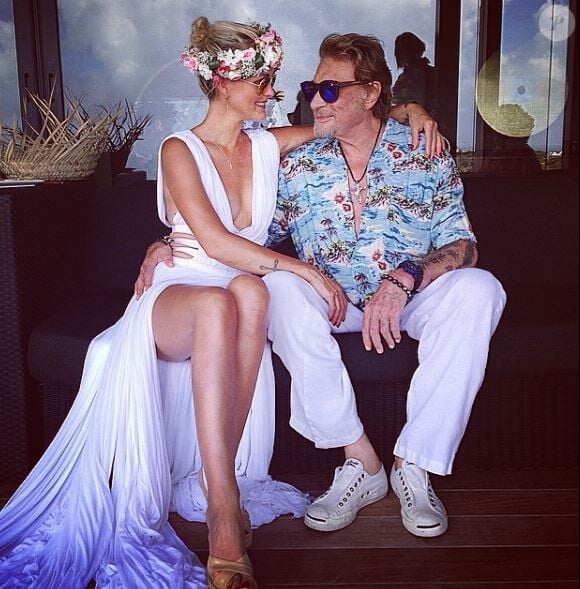 Johnny et Laeticia Hallyday lors de vacances à Saint-Barthélemy, Instagram, le 6 août 2014.