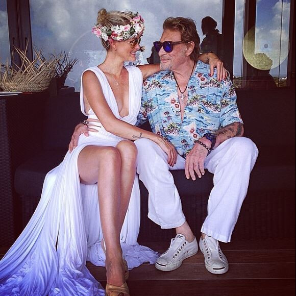 Johnny et Laeticia Hallyday lors de vacances à Saint-Barthélemy, Instagram, le 6 août 2014.