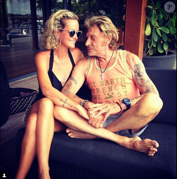 Laeticia et Johnny Hallyday lors de vacances à Saint-Barthélemy, Instagram, le 7 septembre 2013.