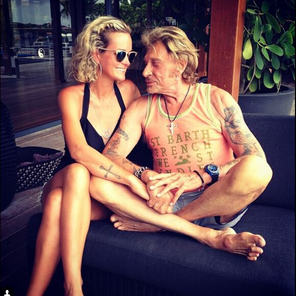 Laeticia et Johnny Hallyday lors de vacances à Saint-Barthélemy, Instagram, le 7 septembre 2013.