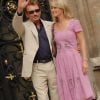 Johnny Hallyday et sa femme Laeticia au mariage de Mimie Mathy et son mari Benoist Gérard en 2005 à Paris.