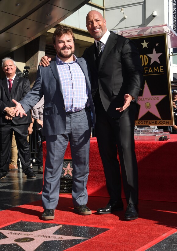 Dwayne Johnson et Jack Black - Dwayne Johnson reçoit son étoile sur le walk of Fame à Hollywood, le 13 décembre 2017