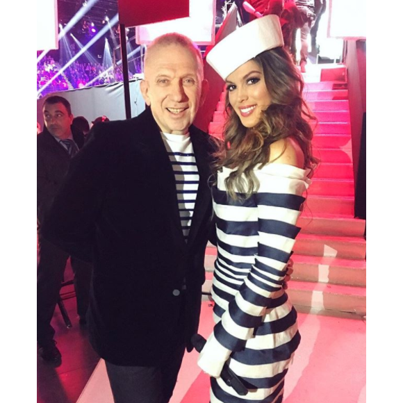 Jean-Paul Gaultier et Iris Mittenaere lors de l'élection de Miss France 2018 le 16 décembre 2017 à Chateauroux.