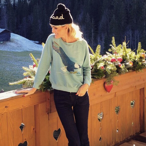 Laeticia Hallyday à Gstaad, fin décembre 2014. La neige est encore rare.