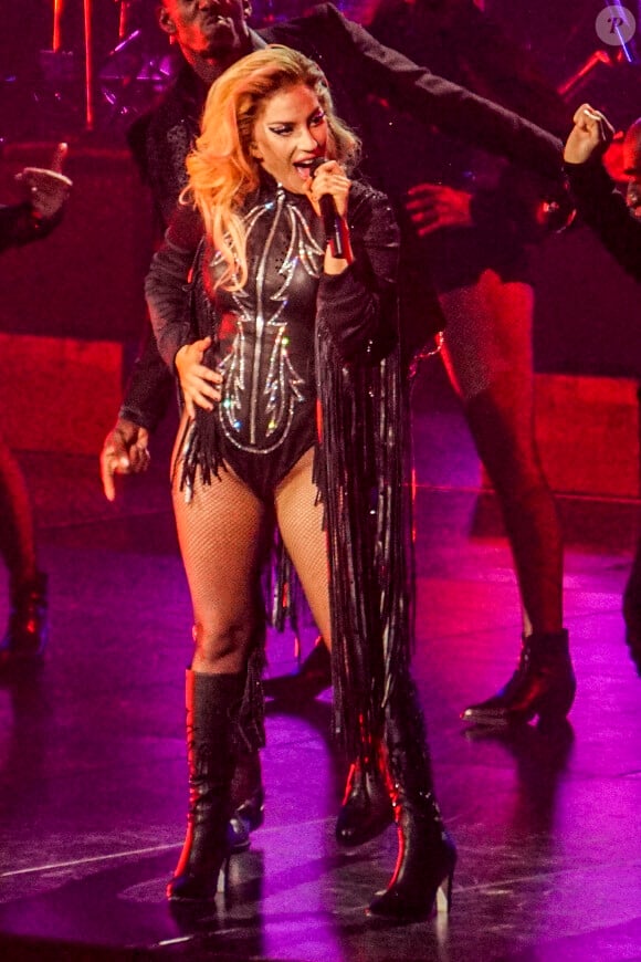Lady Gaga en concert au Rogers Arena à Vancouver à l'occasion de sa tournée mondiale "Joanne World Tour", le 1er août 2017.