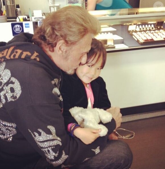 Johnny Hallyday avec sa fille Joy sur Instagram, le 13 avril 2013.