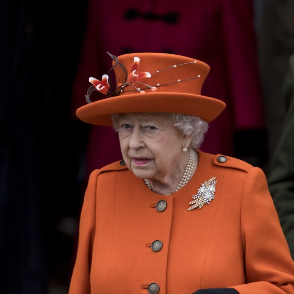 La reine Elizabeth II à la messe de Noël à l'église Sainte-Marie-Madeleine à Sandringham, le 25 décembre 2017.