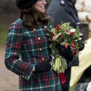 Kate Middleton, duchesse de Cambridge, enceinte, a assisté à la messe de Noël à l'église Sainte-Marie-Madeleine à Sandringham, le 25 décembre 2017.