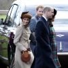Exclusif - Meghan Markle et le prince Harry avec le prince William et la duchesse Catherine de Cambridge, enceinte, à la sortie de la messe de Noël en l'église Sainte-Marie-Madeleine à Sandringham, le 25 décembre 2017.