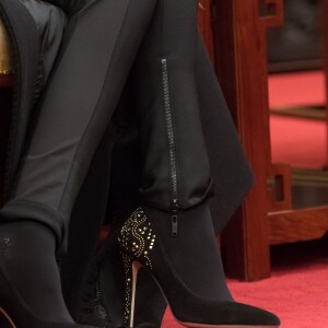 Le président Emmanuel Macron et sa femme Brigitte Macron (Trogneux) lors d'une rencontre avec le président chinois Xi Jinping et sa femme Peng Liyuan au Diaoyutai State Guesthouse à Pékin le 8 janvier 2018. © Jacques Witt / Pool / Bestimage