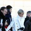 Le président de la République Emmanuel Macron et sa femme la Première dame Brigitte Macron (Trogneux) visitent la Cité interdite avec des élèves de l'établissement français Charles de Gaulle de Pékin et d'une école chinoise à Pékin lors de la visite d'Etat de trois jours en Chine, le 9 janvier 2018. © Dominique Jacovides/Bestimage