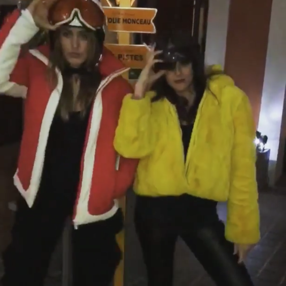 Pauline Ducruet et son amie Marine au Royal Monceau et sa station de ski éphémère Val Monceau, en janvier 2018 à Paris.