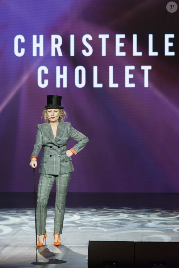 Exclusif - Christelle Chollet - Michel Leeb fête ses 40 ans de carrière sur la scène du théâtre André Malraux à Rueil-Malmaison le 24 octobre 2017. © Pierre Perusseau/Bestimage