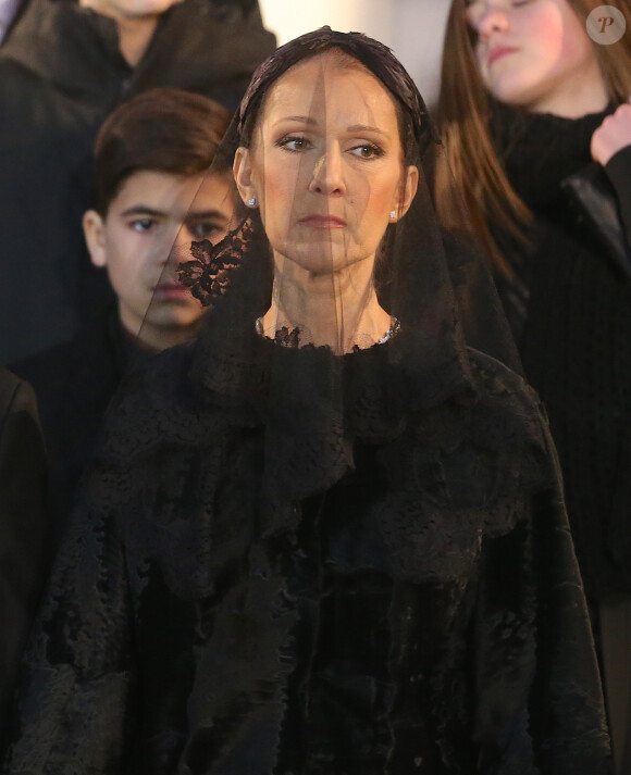 Céline Dion - Sorties des obsèques nationales de René Angélil en la Basilique Notre-Dame de Montréal, le 22 janvier 2016.© Morgan Dessales/Bestimage