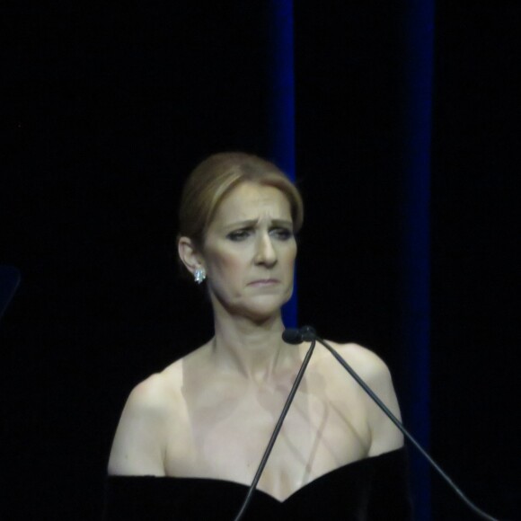 Céline Dion assiste à la cérémonie en hommage à son mari René Angélil, intitulée "Celebration of Life" avec son fils aîné René-Charles au Caesars Palace de Las Vegas le 3 février 2016.
