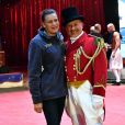 La princesse Stéphanie de Monaco avec M. Loyal alias Petit Gougou lors du photocall de présentation du 42ème Festival International du Cirque de Monte-Carlo sous le chapiteau de Fontvieille le 16 janvier 2018. © Bruno Bebert / Bestimage