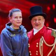 La princesse Stéphanie de Monaco et les artistes lors du photocall de présentation du 42ème Festival International du Cirque de Monte-Carlo sous le chapiteau de Fontvieille le 16 janvier 2018. © Claudia Albuquerque / Bestimage