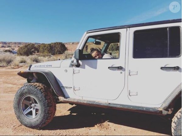 Pauline Ducruet à Moab dans l'Utah en janvier 2018, s'entraînant avec sa partenaire Schanel Bakkouche pour le Rallye Aïcha des Gazelles du Maroc. Photo Instagram.