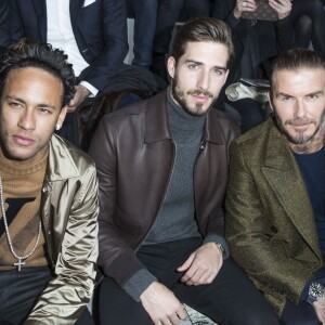 Neymar Jr, Kevin Trapp et David Beckham au premier rang du défilé de mode Louis Vuitton homme automne-hiver 2018-2019 au Palais Royal à Paris. Le 18 janvier 2018 © Olivier Borde / Bestimage