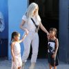 Kim Kardashian avec ses enfants North et Saint à Los Angeles, le 21 septembre 20177