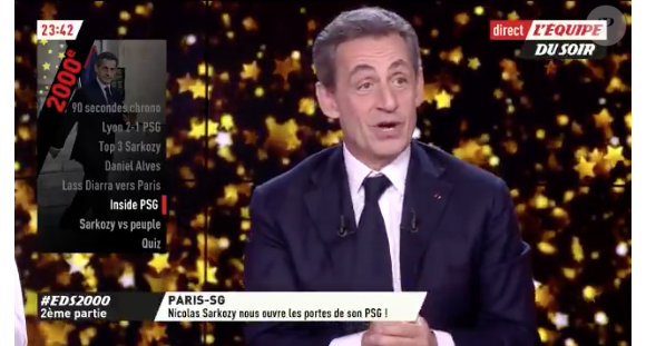 Nicolas Sarkozy dans "L'Equipe du soir" le 22 janveir 2018.