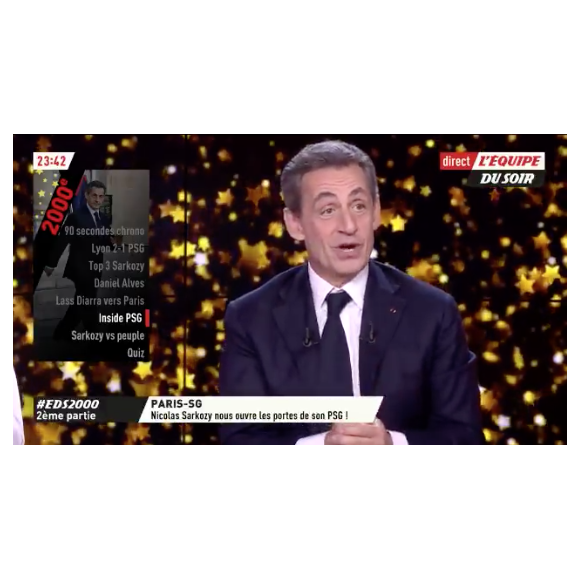 Nicolas Sarkozy dans "L'Equipe du soir" le 22 janveir 2018.