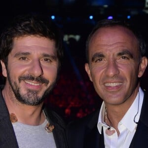 Exclusif - Patrick Fiori et Nikos Aliagas - Backstage - Enregistrement de l'émission "Goldman, 40 ans de chansons" à la Seine Musicale à Boulogne-Billancourt, qui sera diffusée le 26 janvier 2018 sur TF1. Le 8 juin 2017 © Cyril Moreau-Veeren Ramsamy / Bestimage